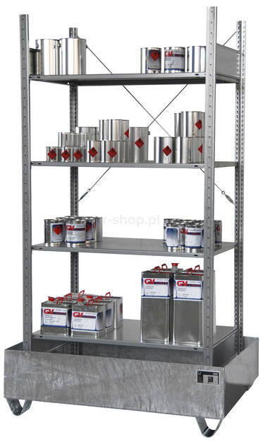 Regał z wanną ociekową na substancje niebezpieczne
