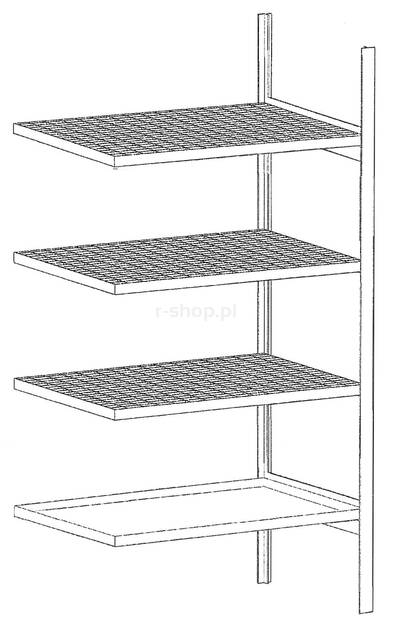 Regał na substancje niebezpieczne, półki rusztowe, moduł dostawiany