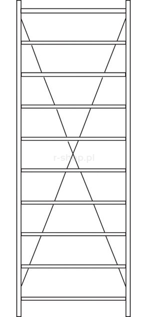 Regał R 3000, moduł podstawowy, półki ocynkowane