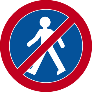Znaki podłogowe zakaz przejścia dla pieszych, 3 szt.