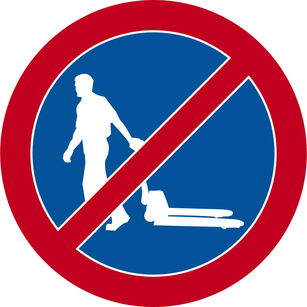 Znaki podłogowe zakaz przejazdu wózków ręcznych, 3 szt.